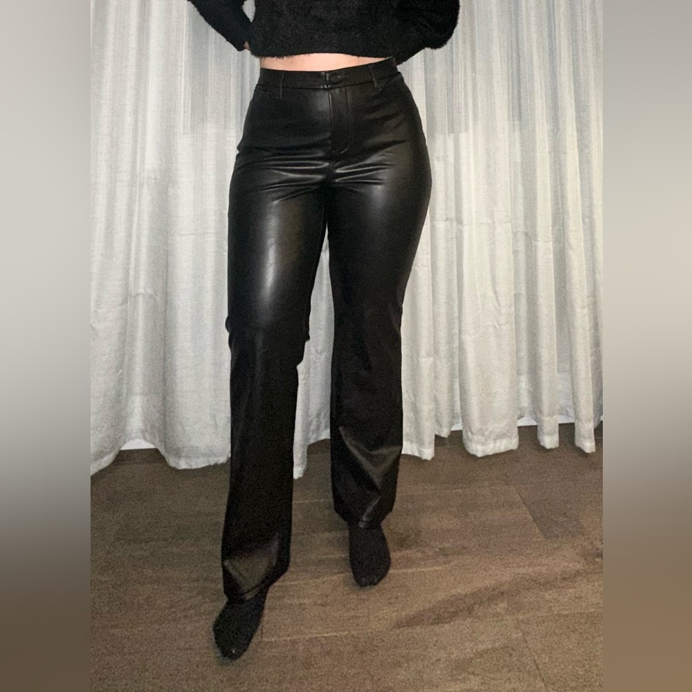 Faux Leather Marilyn Straight Pants Black
